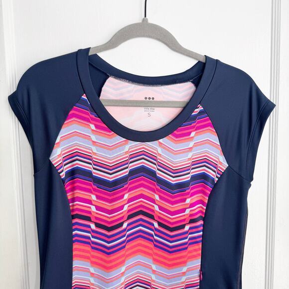 Title Nine Gidget 2.0 Active Colorful Sheath Dress Blur Pink Cap Sleeve Small S - Picture 2 of 9